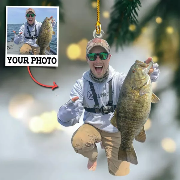 Custom Upload Photo Ornament Gift For Fishing Lovers - Custom Upload Photo Fisherman - Image 3