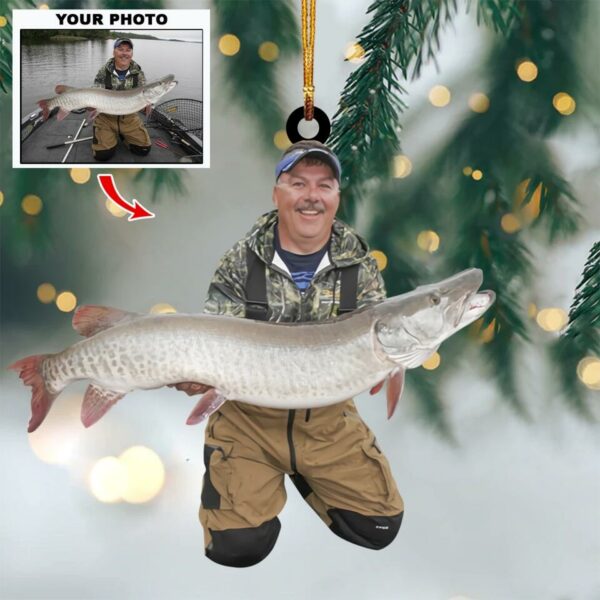 Custom Upload Photo Ornament Gift For Fishing Lovers - Custom Upload Photo Fisherman