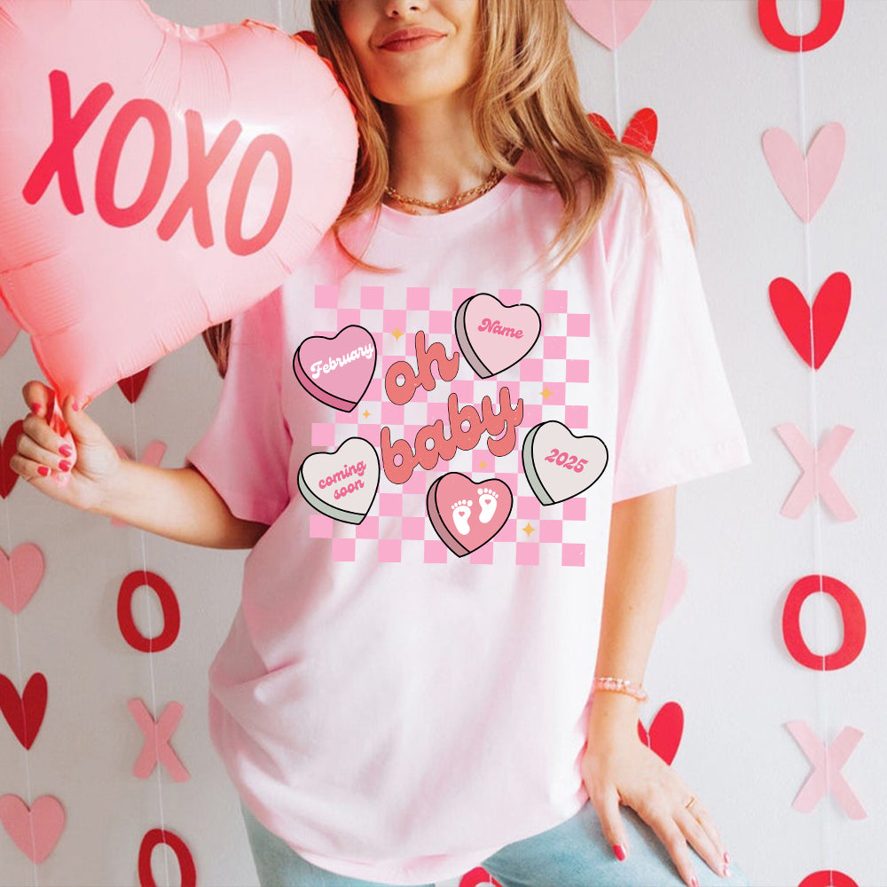 Custom Valentines Day Sweatshirt Pregnancy Announcement Gift, Valentines Day Baby Reveal Sweater, Pregnant Maternity Announcement Crewneck For Mom