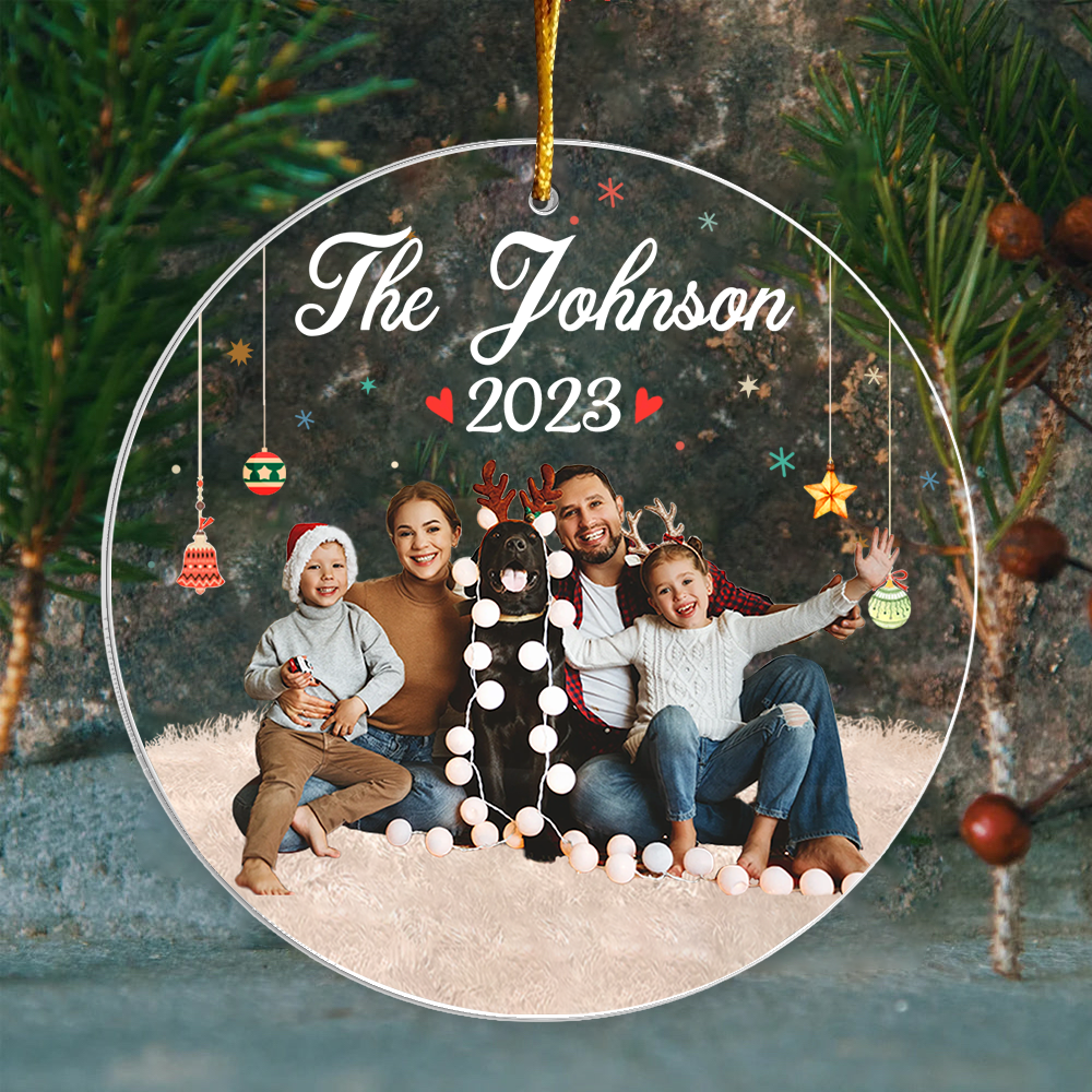 Custom Your Family Photo Circle Acrylic Ornament Gift For Family - Family Christmas Ornament