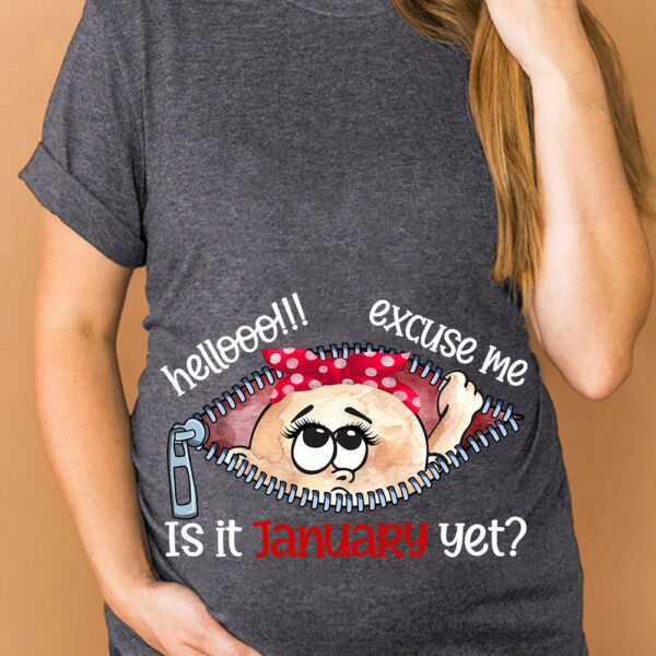Customizable Months Baby Boy Peeking Bump Black Maternity Shirt - Image 2