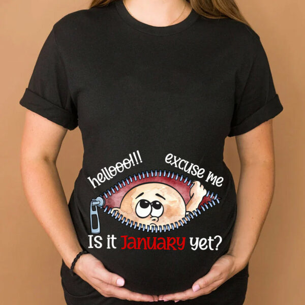 Customizable Months Baby Boy Peeking Bump Black Maternity Shirt