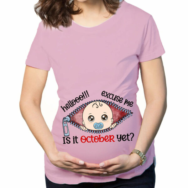 Customizable Months Baby Boy Peeking Bump Black Maternity Shirt - Image 8