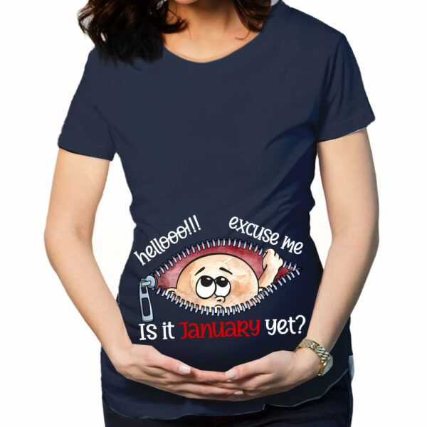 Customizable Months Baby Boy Peeking Bump Black Maternity Shirt - Image 9