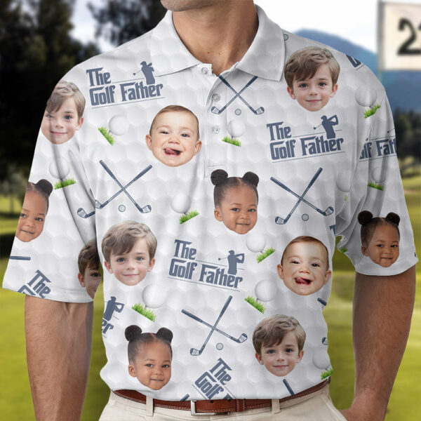 Customized Golf Father Polo Shirt featuring Personalized Face