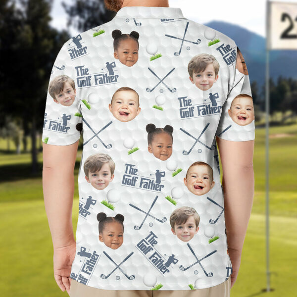 Customized Golf Father Polo Shirt featuring Personalized Face - Image 2