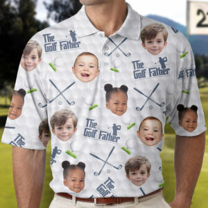 Customized Golf Father Polo Shirt featuring Personalized Face
