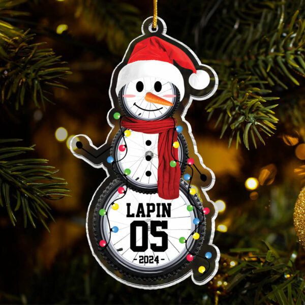Cycling Snowman - Gifts For Players, Team, Boys - Personalized Acrylic Ornament - Image 2