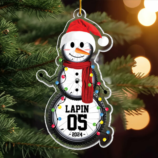 Cycling Snowman - Gifts For Players, Team, Boys - Personalized Acrylic Ornament - Image 3