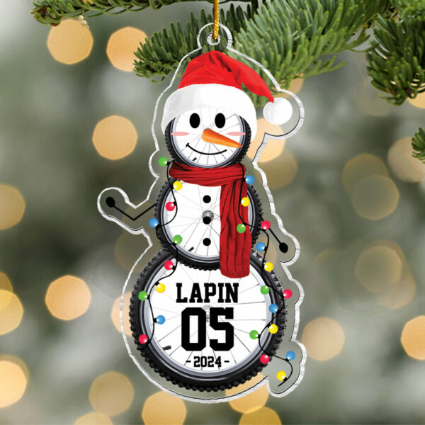 Cycling Snowman - Gifts For Players, Team, Boys - Personalized Acrylic Ornament - Image 4