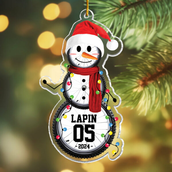 Cycling Snowman - Gifts For Players, Team, Boys - Personalized Acrylic Ornament - Image 6