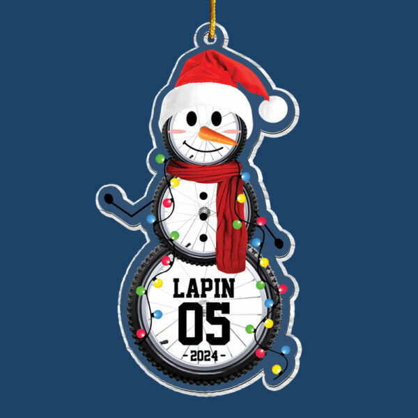 Cycling Snowman - Gifts For Players, Team, Boys - Personalized Acrylic Ornament - Image 5