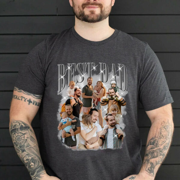 Dad Customized Bootleg Shirt, Custom Dad T shirt, Custom Photo Shirt, Best Dad Ever Shirt, Father's Day, Your Vintage Design Bootleg Rap Tee - Image 3