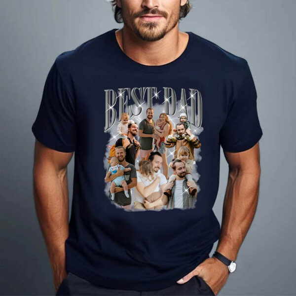 Dad Customized Bootleg Shirt, Custom Dad T shirt, Custom Photo Shirt, Best Dad Ever Shirt, Father's Day, Your Vintage Design Bootleg Rap Tee - Image 2