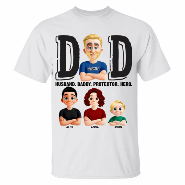 Dad Husband Daddy Protector Hero, Personalized Shirt, Father's Day Gift For Dad T1807 - Image 2