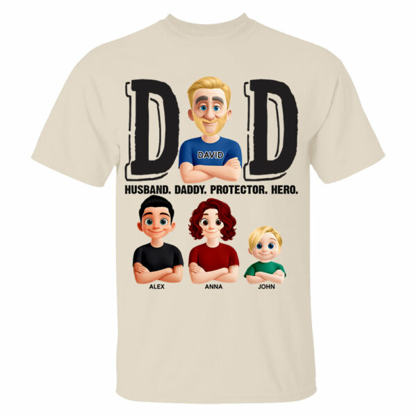 Dad Husband Daddy Protector Hero, Personalized Shirt, Father's Day Gift For Dad T1807 - Image 5