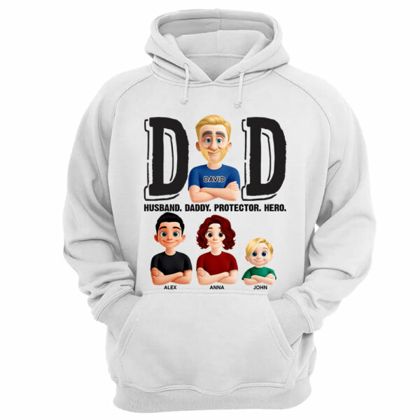 Dad Husband Daddy Protector Hero, Personalized Shirt, Father's Day Gift For Dad T1807 - Image 4