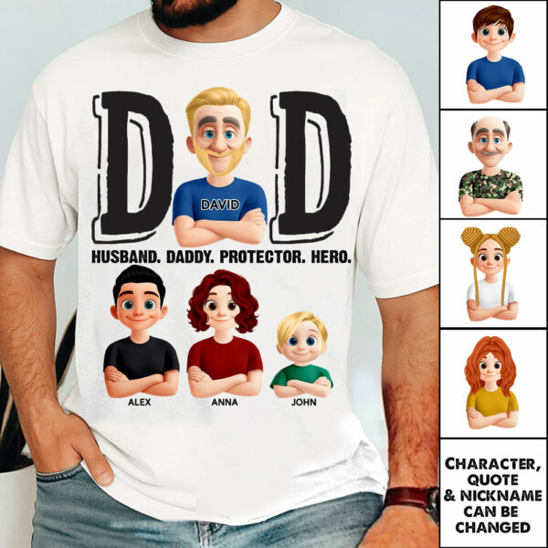 Dad Husband Daddy Protector Hero, Personalized Shirt, Father's Day Gift For Dad T1807