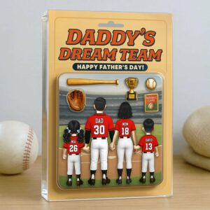 Daddy' Dream Team, Baseball Custom Figure Personalized Acrylic Block Plaque, Gift For Baseball Lover A2110