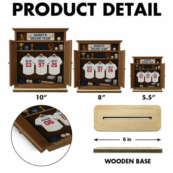 Daddy Dream Team Retro Baseball, Father's Day Gift For Dad, Grandpa Personalized Standing Wooden Plaque Tu24 - Image 6