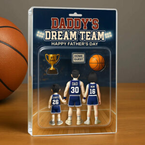 Daddy's Dream Team, Basketball Custom Figure Personalized Acrylic Block Plaque, Gift For Dad A2110