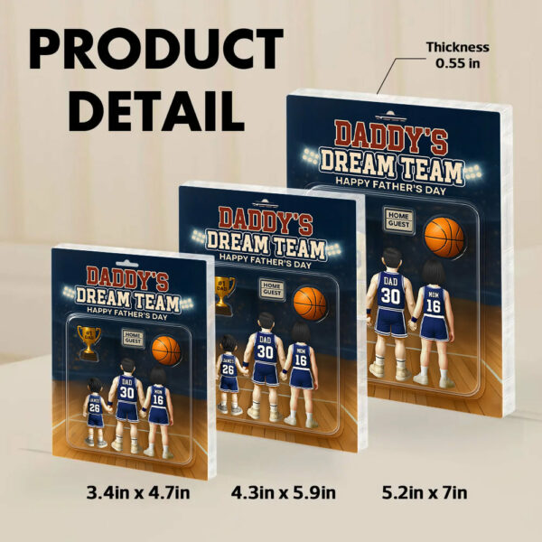 Daddy's Dream Team, Basketball Custom Figure Personalized Acrylic Block Plaque, Gift For Dad A2110 - Image 7