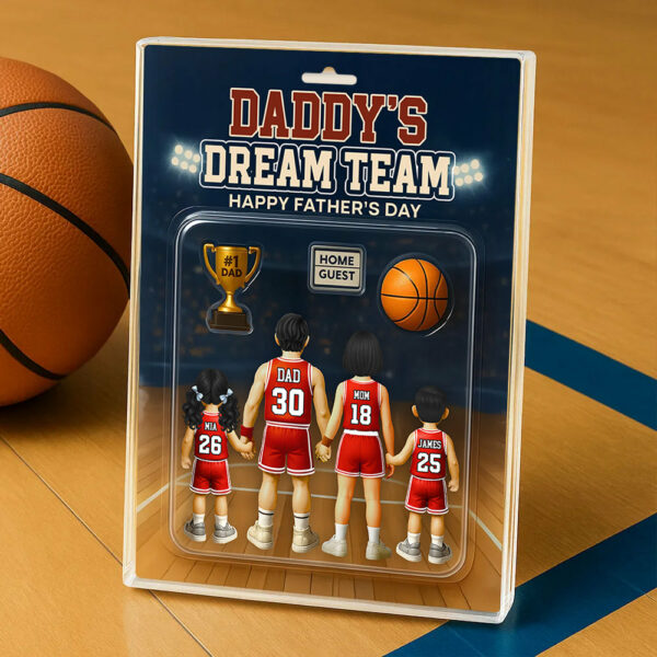 Daddy's Dream Team, Basketball Custom Figure Personalized Acrylic Block Plaque, Gift For Dad A2110 - Image 3