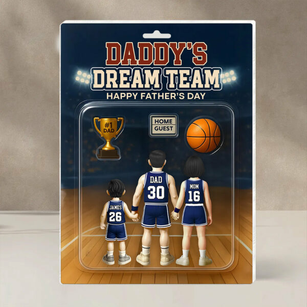Daddy's Dream Team, Basketball Custom Figure Personalized Acrylic Block Plaque, Gift For Dad A2110 - Image 2