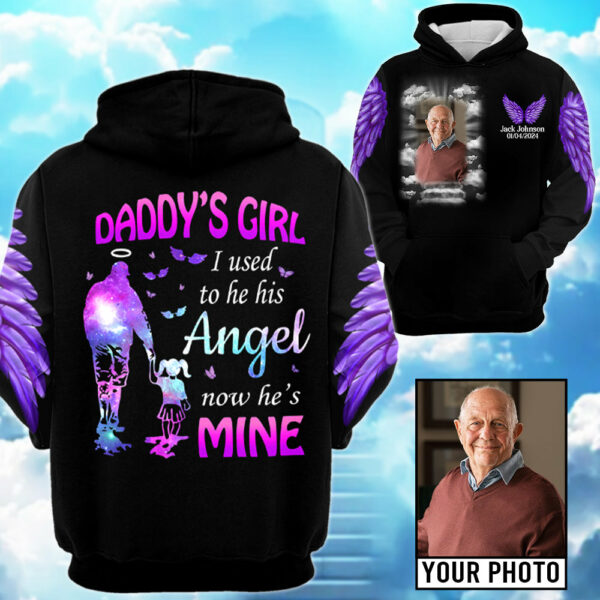 Daddy's Girl, I Used To Be His Angel Now He's Mine, Personalized Photo Memorial Shirt A2110