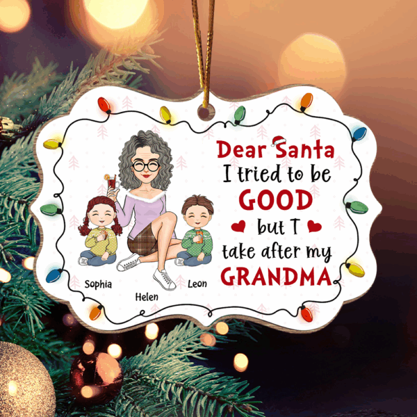 Dear Santa I Tried To Be Good Gift For Granddaughter Grandson Personalized Christmas Ornament - Image 3