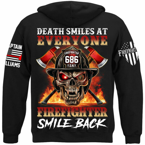 Death Smiles At Everyone Firefighter Smile Back Skull Shirt Gift For Firemen H2511 - Image 10
