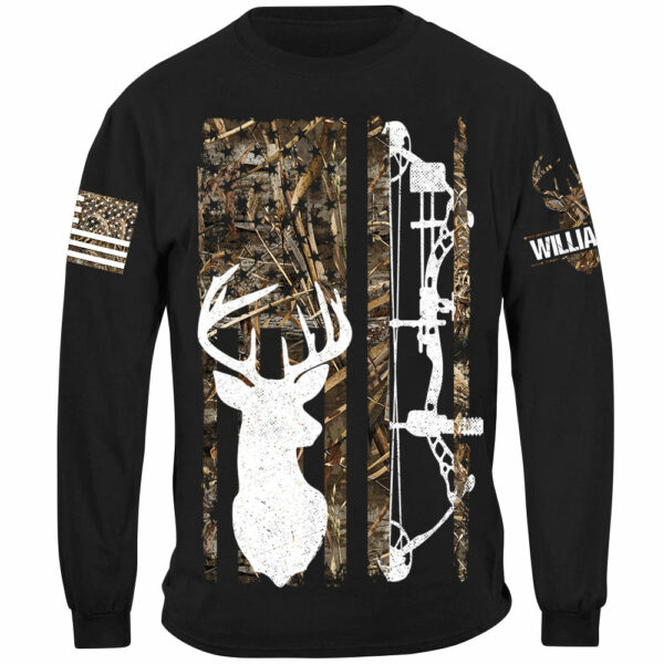 Deer Hunting Camouflage American Flag Hunting Custom T-Shirt Hunting Season Shirt H2511 - Image 10