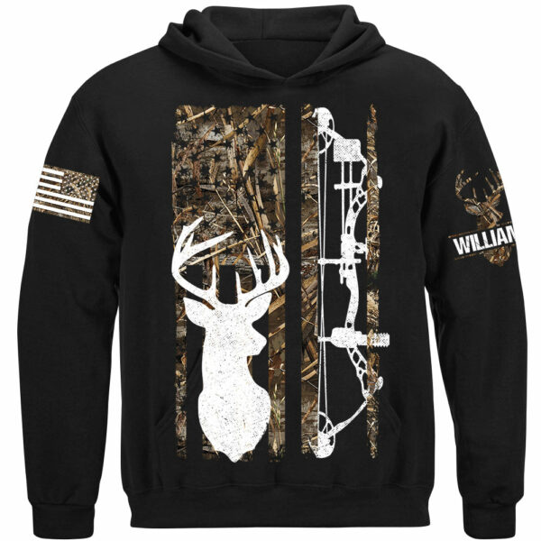 Deer Hunting Camouflage American Flag Hunting Custom T-Shirt Hunting Season Shirt H2511 - Image 7
