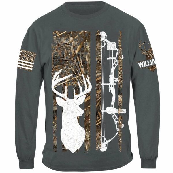 Deer Hunting Camouflage American Flag Hunting Custom T-Shirt Hunting Season Shirt H2511 - Image 12
