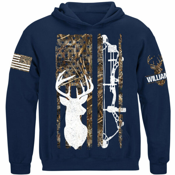 Deer Hunting Camouflage American Flag Hunting Custom T-Shirt Hunting Season Shirt H2511 - Image 8