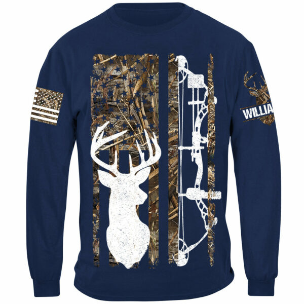 Deer Hunting Camouflage American Flag Hunting Custom T-Shirt Hunting Season Shirt H2511 - Image 11