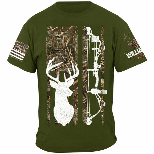 Deer Hunting Camouflage American Flag Hunting Custom T-Shirt Hunting Season Shirt H2511 - Image 6