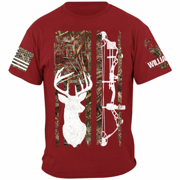 Deer Hunting Camouflage American Flag Hunting Custom T-Shirt Hunting Season Shirt H2511 - Image 5