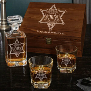 Deputy Sheriff Badge Decanter Set Gift For Deputy Sheriff Law Enforcement Police Decanter Set H2511