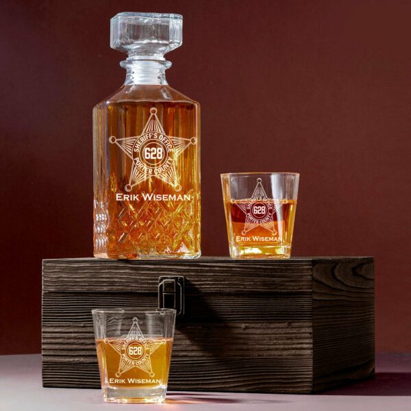 Deputy Sheriff Badge Decanter Set Gift For Sheriff Retirement Police Decanter Set H2511 - Image 5