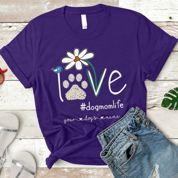 Dog Mom Daisy Flower Personalized Dogs Names T-shirt - Image 7