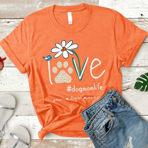 Dog Mom Daisy Flower Personalized Dogs Names T-shirt - Image 2