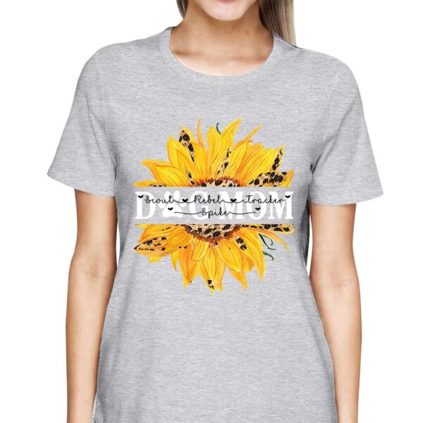 Dog Mom Sunflower Leopard Custom Name Dog Shirt Gift For Dog Mom Lovers - Image 6