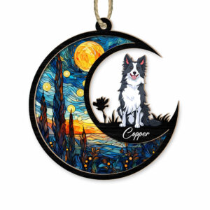 Dog Suncatcher Personalized Ornament - Handmade Custom Name And Dog Breed Decor, Engraved Dog Lovers Gift