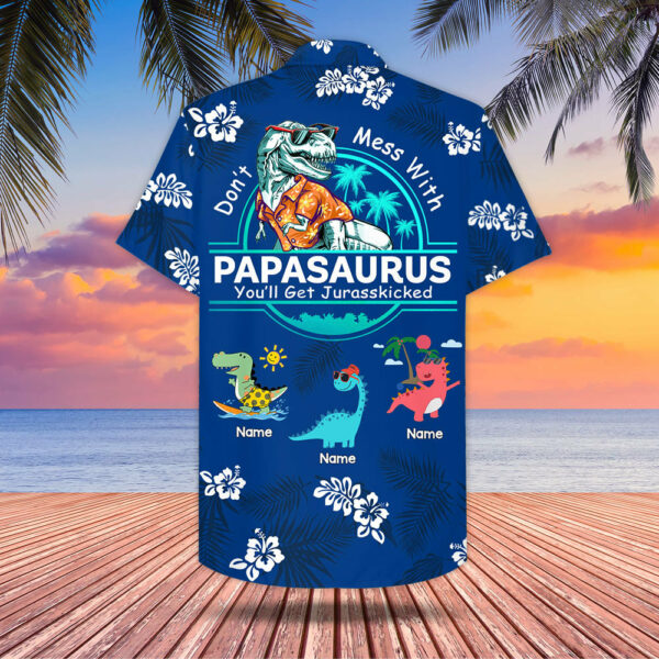 Don't Mess With Papasaurus Custom Hawaiian Shirt Gift For Dad - Aloha Shirt Best Gift For Grandpa - Image 3