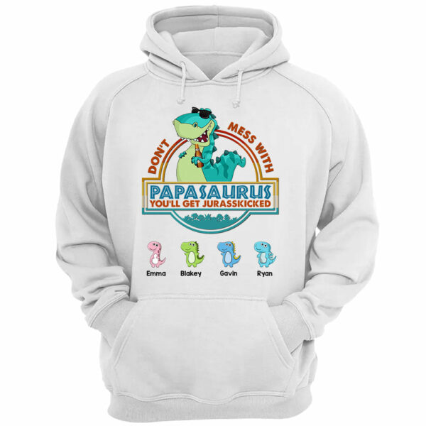 Don't Mess With Papasaurus Cute Dinosaurs Personalized Shirt For Grandpa - Image 4