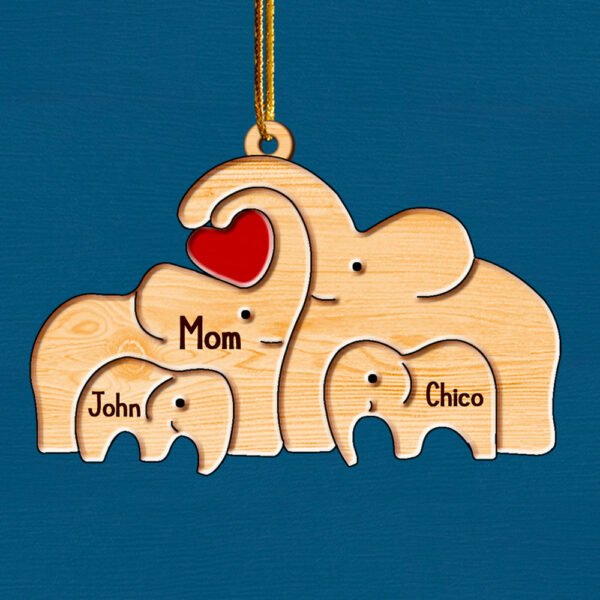 Elephants Family Personalized Wooden Elephants Puzzle Custom Family Names - Image 3