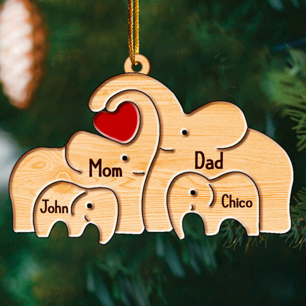 Elephants Family Personalized Wooden Elephants Puzzle Custom Family Names - Image 4