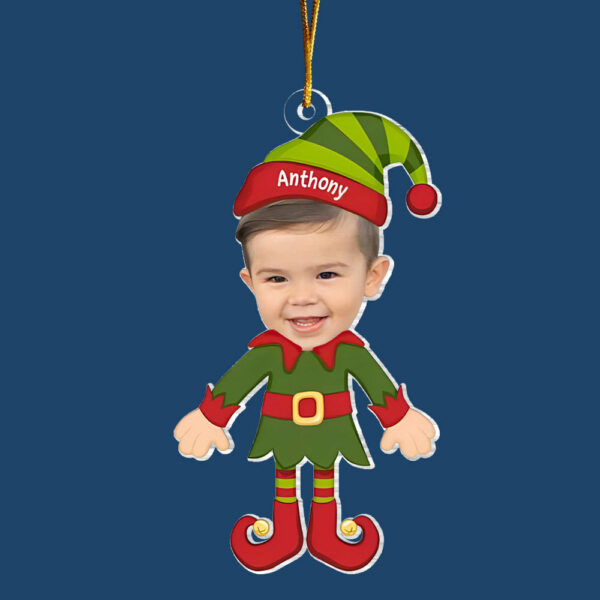 Elf Kids Christmas Photo - Personalized Custom Photo Acrylic Ornament - Christmas Gift For Baby, Kids, Family Members - Image 4