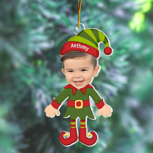 Elf Kids Christmas Photo - Personalized Custom Photo Acrylic Ornament - Christmas Gift For Baby, Kids, Family Members - Image 3